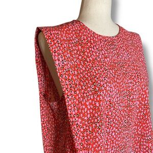 Ted Baker Meika Pink Multi Round Neck Structured Shoulder Sleeveless Blouse